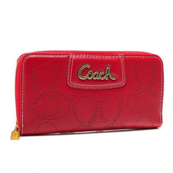 Coach Perforated Logo Large Red Wallets AXQ | Coach Outlet Canada